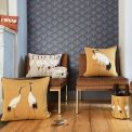 Coussin Garni 2 GRUES BLANCHES JAUNE - ART DE LYS