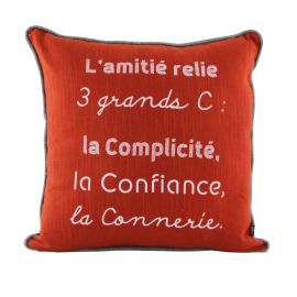 Coussin Garni MESSAGE AMITIE BRIQUE - SUD ETOFFE