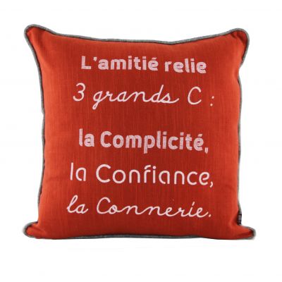 Coussin Garni MESSAGE AMITIE BRIQUE - SUD ETOFFE