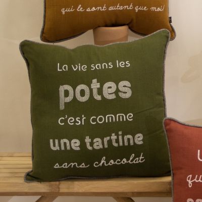 Coussin Garni MESSAGE AMITIE BRONZE - SUD ETOFFE