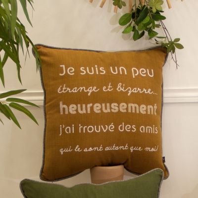 Coussin Garni MESSAGE AMITIE INCA GOLD - SUD ETOFFE